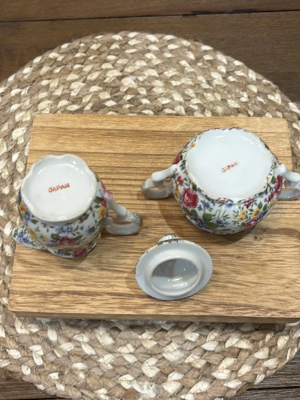 Vintage Chintzware Porcelain Creamer and Sugar Bowl Set